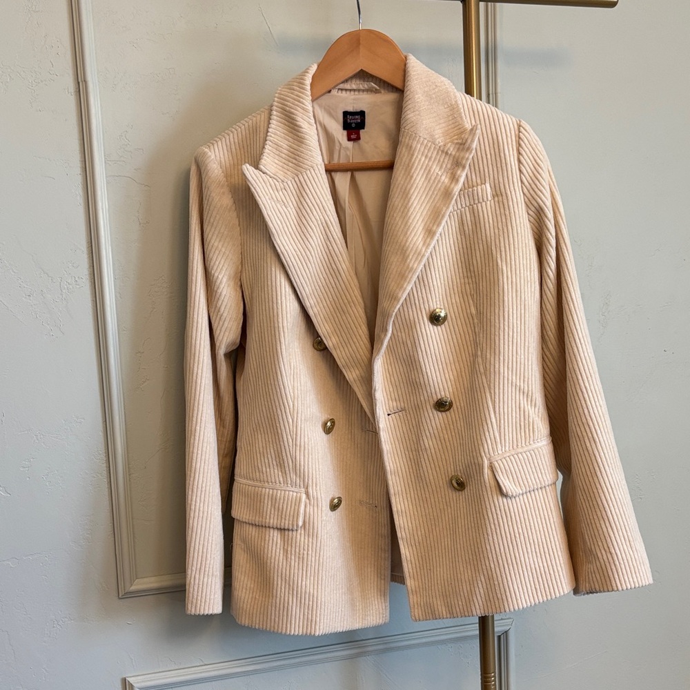 Rowing Blazers Buttoned Cream Corduroy Double-Breasted Blazer Small NWOT